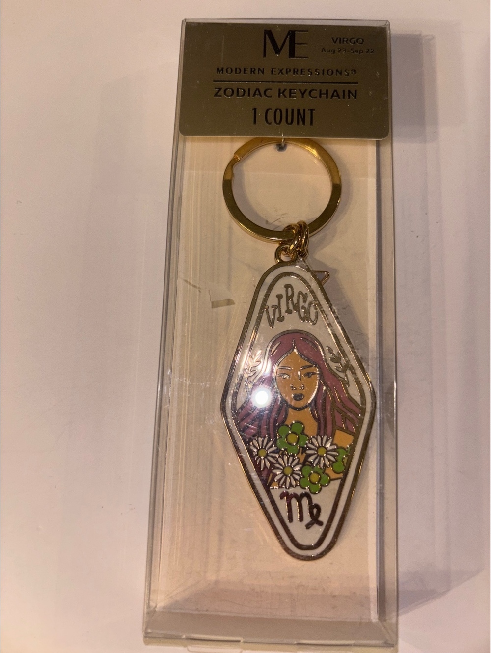 Modern Expressions Virgo Zodiac Keychain Gold Enamel Astrology NWT